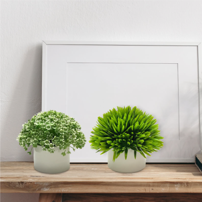 Grass In White Porcelain Pot 14.5*10.5