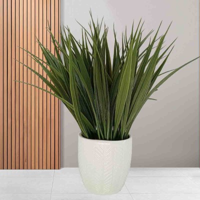 Grass Ceramic Chevron Pot 