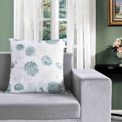 Coussin Abigail Faux Lin Vert Floral
