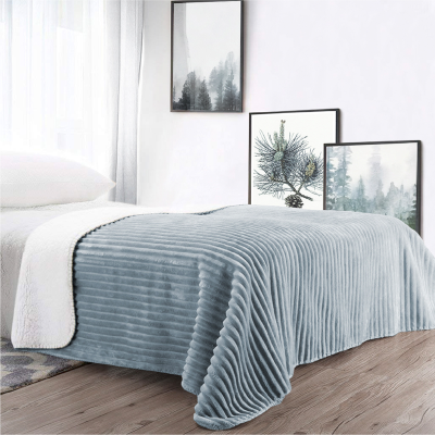 Blanket 60x90 Portia Grey Ribbed Plush Reverse Sherpa