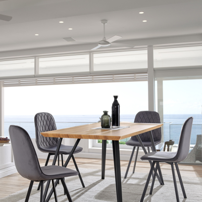 Ensemble de salle à manger table en bois 4 chaises en tissu gris