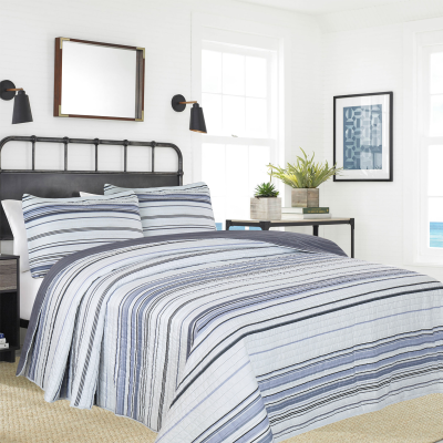 Coastal - Stripe MF Grey Quilt Set