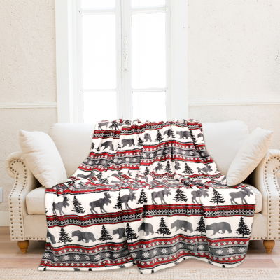 Plaid Velours Gris/Rouge Forest Fair Isle