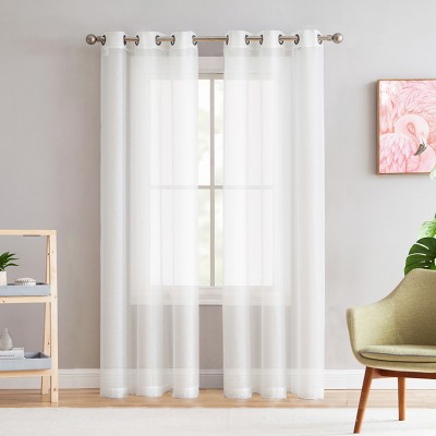 LILY | Set of 2 Sheer White Curtain Panels | 38 x 84" 