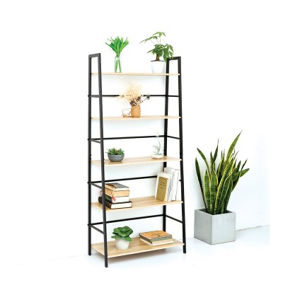 HASANTH 5 Tier Ladder Bookcase with Metal Frame