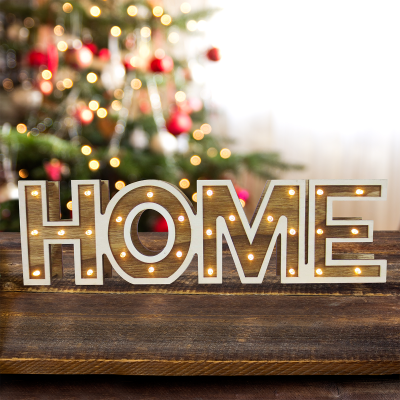 Led Xmas Home aspect bois 38x11