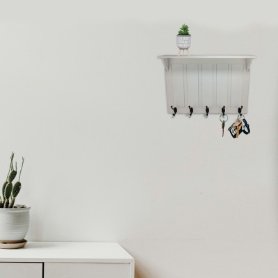 5 Hook Wall Art White 54x10x40