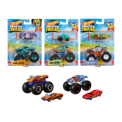 Hot Wheels Monster Trucks1:64 Vehicles With Bonus Wheels