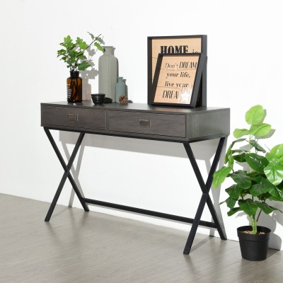 Bureau d'ordinateur Ihorst Grey avec cadre métallique 