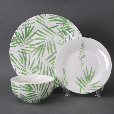 Ensemble de vaisselle 12 pièces Feuilles vertes