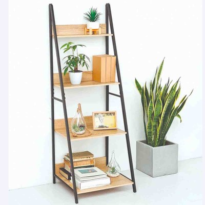 JABARI 4 Tier Ladder Bookcase with Metal Frame