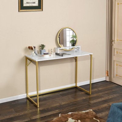 Jay - Computer/office Desk Gold Metal Frame And White Marble