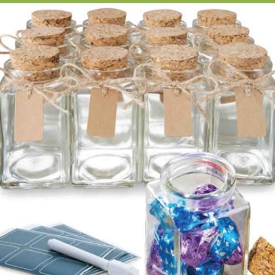 Set/12 Glass Jars With Cork Lid