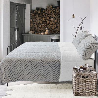 Johan Comforter Set 3pc Grey Fleece/Sherpa