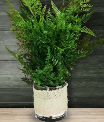 Artifical Grass Glass Pot