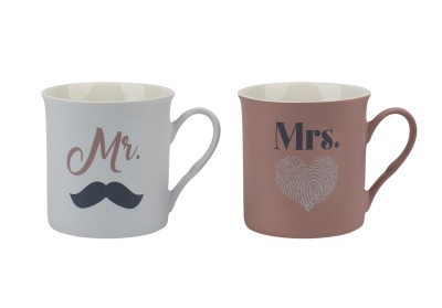 New Bone Mug 11o Z  Mr & Mrs  Asst Decals