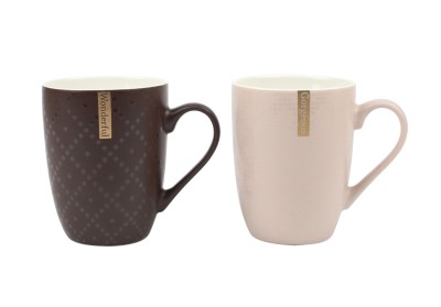 New Bone Mug 11oz Embossed And Golden Asst Colors