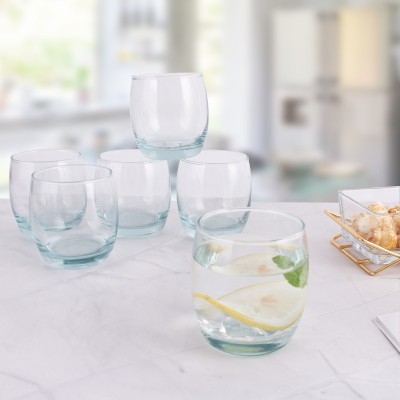S/6 Glass Blue Bottom Agua 10 Oz