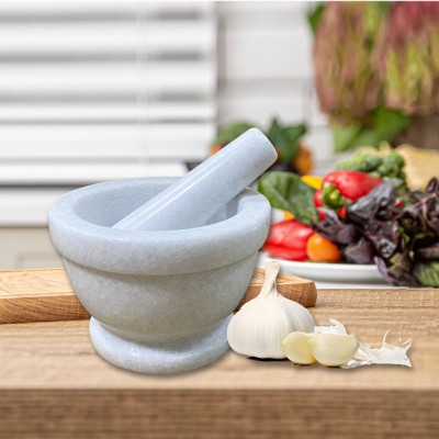 Mortar Set Marble White 14x10cm