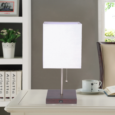 Lamp USB Wood Base 7x7x16
