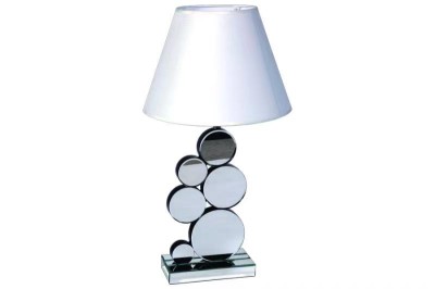 Lampe de table avec miroir argenté Abat-jour en tissu blanc 76.2*58.4