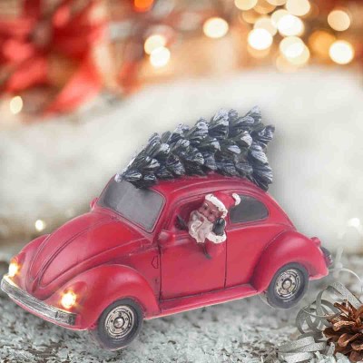Lauren Taylor -  Noël  Père Noël  Voiture vintage avec sapin à led