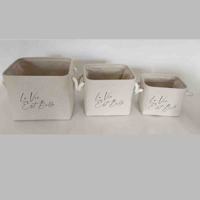 Lauren Taylor- Paniers en toile avec texte 12" D x10"Wx9" H