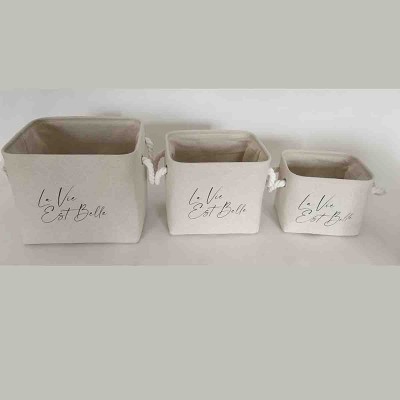 Lauren Taylor- Paniers en toile avec texte 10" D x8"Wx8" H