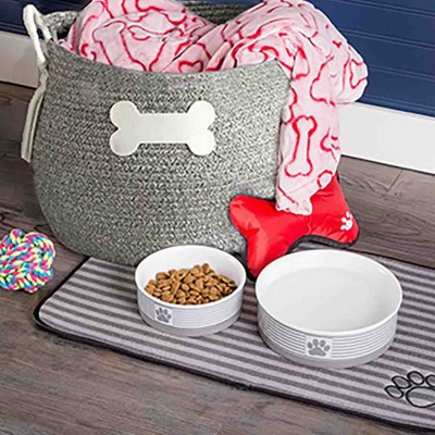 Lauren Taylor- Panier rond en corde avec application pour animaux 30cm D x 28cm H