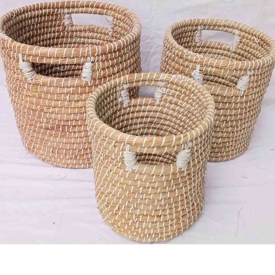 Lauren Taylor - Corbeille ronde tressée en herbes de mer 14" D x 14" H