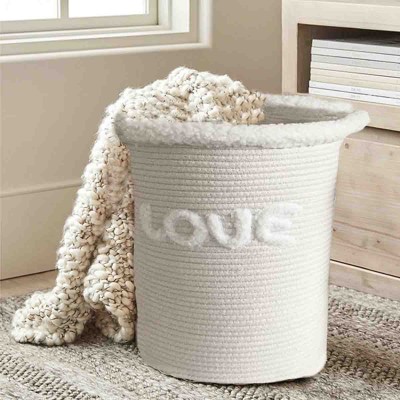 Lauren Taylor-Paniers ronds en corde avec bordure en sherpa 12"D x18" H