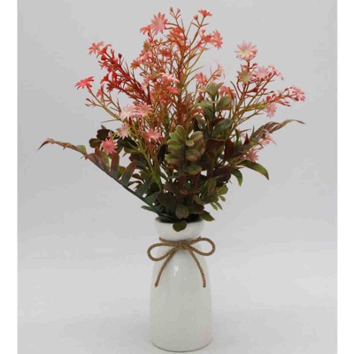 Lauren Taylor - Artificial Pink Bouquet in White Ceramic Vase