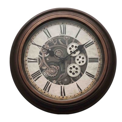 Lauren Taylor - Grande horloge murale en bois de 52,5 cm avec engrenages mobiles