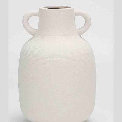 Lauren Taylor - Vase strié en céramique blanche avec poignées