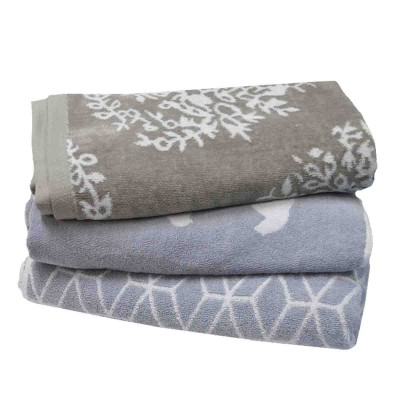 Serviette de bain en jacquard de Lauren Taylor Blanc-gris