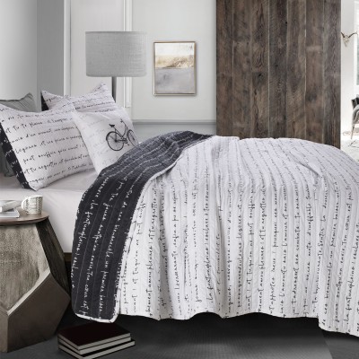 La Vie Est Belle -  4 Pc Black/white Quilt Set