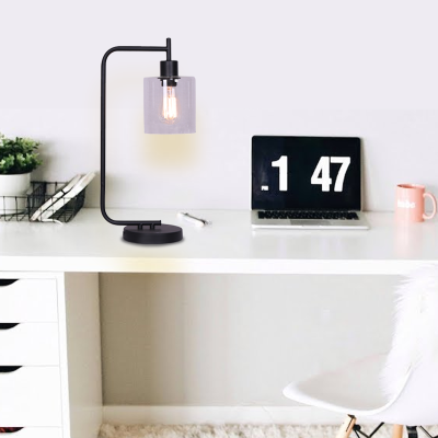 Table Lamp Metal With Glass Shade & Bulb