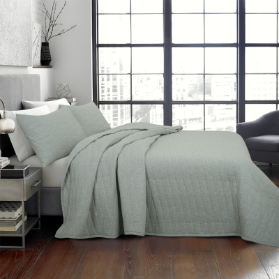 MIKKO Quilt 3pc Full Grey Cotton