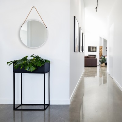 Mirror Round On Jute White Brush Vintage 50x50x4.5
