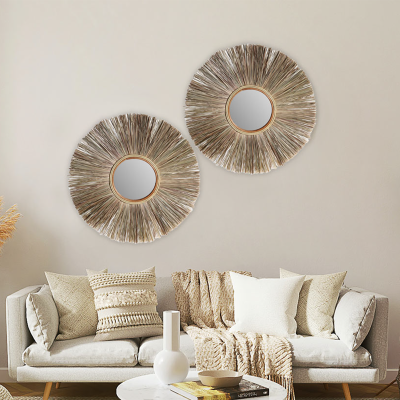 Straw Raffia Mirror Round 