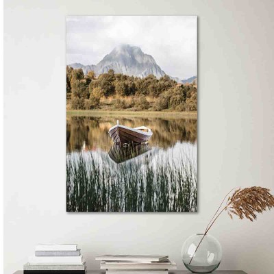 Toile Bateau à rames Vue sur la montagne