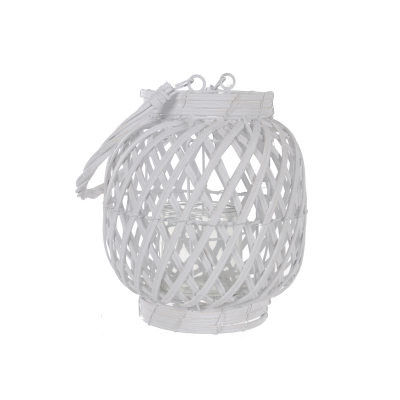 Lantern 26in White With Glass