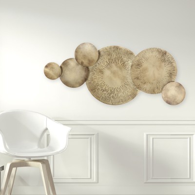 Déco cercle murale en métal doré