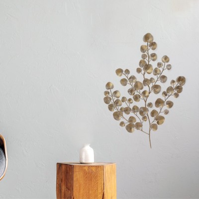 Metal Wall Art Beige Leaves