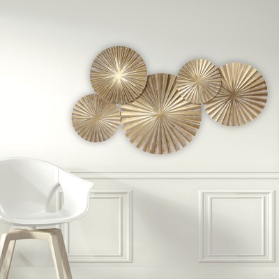 Déco cercle murale en métal beige