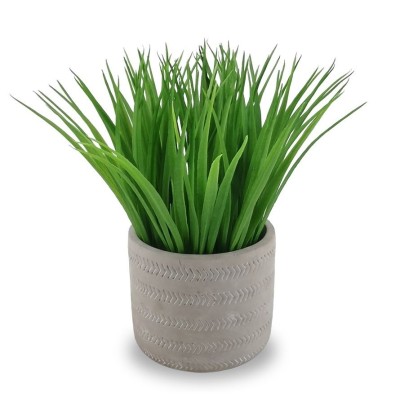 Grass in Cement Arrow Pot
