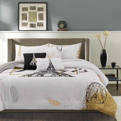 Elise 6pc Comforter Set White/black/gold Paris