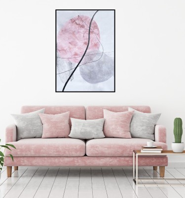 Canvas 60x90 Pink Black Abstract In Frame