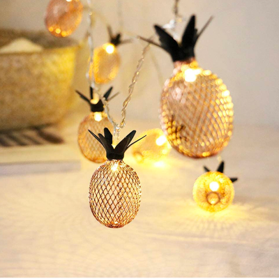 Pineapple Garland 10 Led Gold Green 4cm