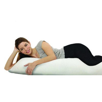 Oreiller de corps avec rembourrage en mousse mémoire déchiquetée et housse en tricot de velours | 45 x 14 + 8'' Blanc